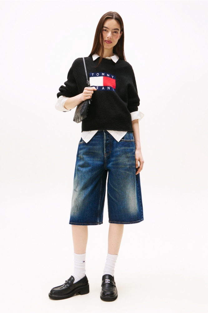 TJW MELANGE FLAG SWEA DW0DW21782 HEV BLACK HTR